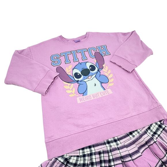 Disney Girls Stitch 2-Pc Outfit -10/12 Top & Plaid Skirt - Picture 3 of 6